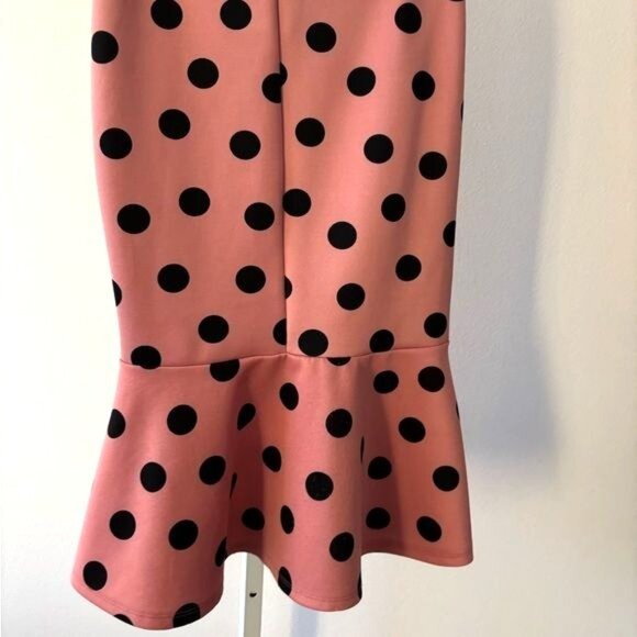 Haute Monde Skirt Large Retro Pink Polka Dot Peplum Soft Academia Parisian Chic - Picture 9 of 11